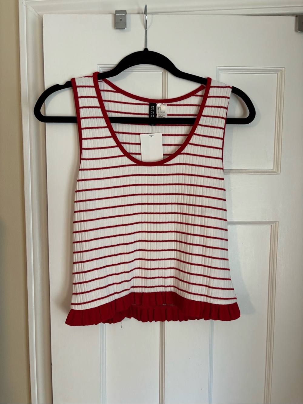 H&M White Tank with Red Stripes